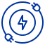 Electrical plug and energy symbol icon featuring a light blue color scheme.