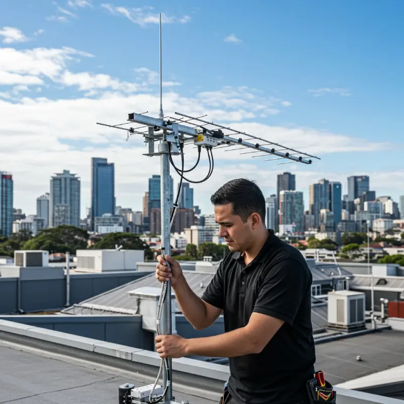 Flat jumper cable neatly connected behind a wall-mounted TV