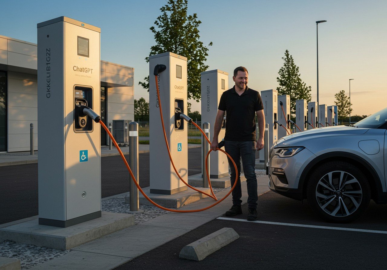 Licensed electrician wiring an electric vehicle charging system