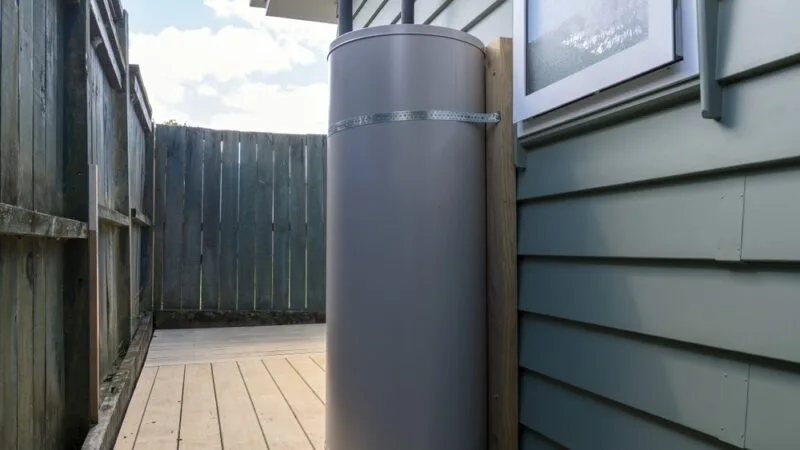 Exterior Hot Water Cylinder Installation on Timber Deck