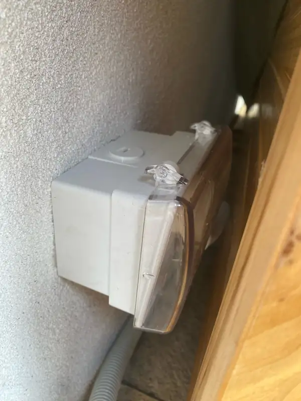 Weatherproof electrical enclosure and conduit for outdoor alfresco lighting after a water-damaged connector was replaced in Booragoon
